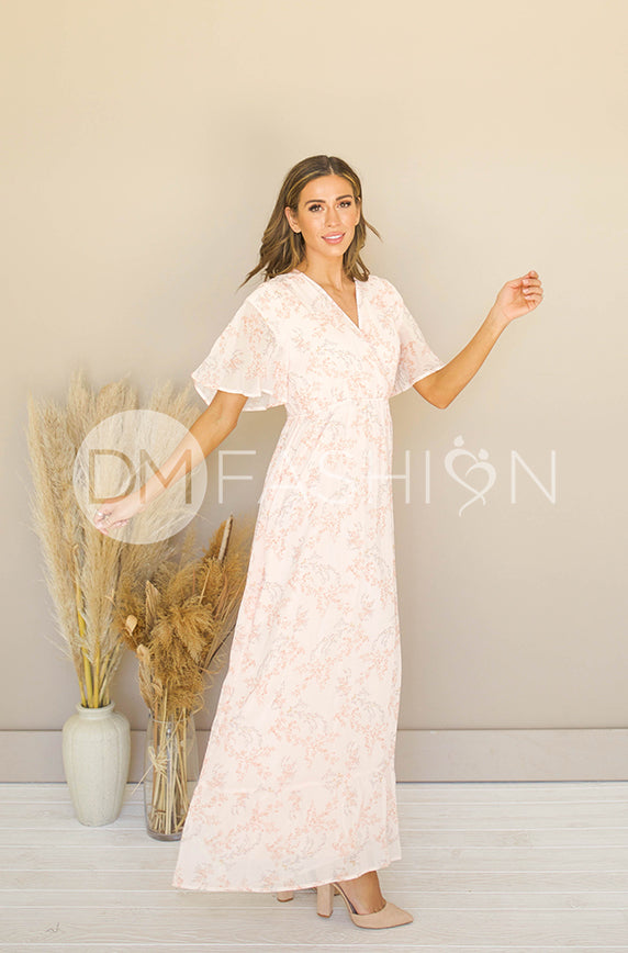 Kami Peach Blossom Dress - DM Exclusive - Maternity Friendly - Nursing Friendly - FINAL SALE