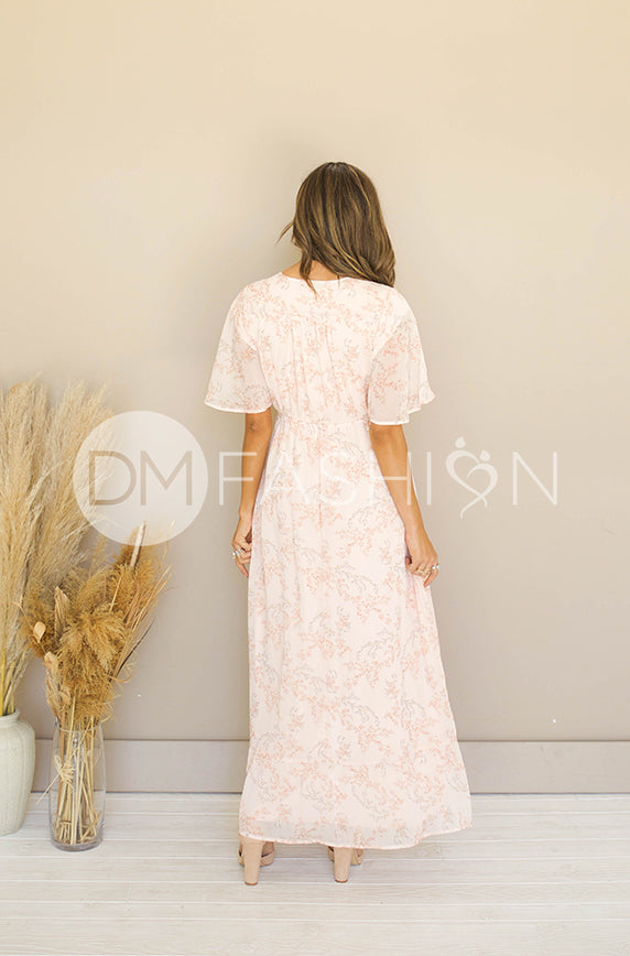 Kami Peach Blossom Dress - DM Exclusive - Maternity Friendly - Nursing Friendly - FINAL SALE