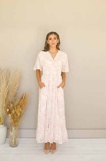 Kami Peach Blossom Dress - DM Exclusive - Maternity Friendly - Nursing Friendly - FINAL SALE
