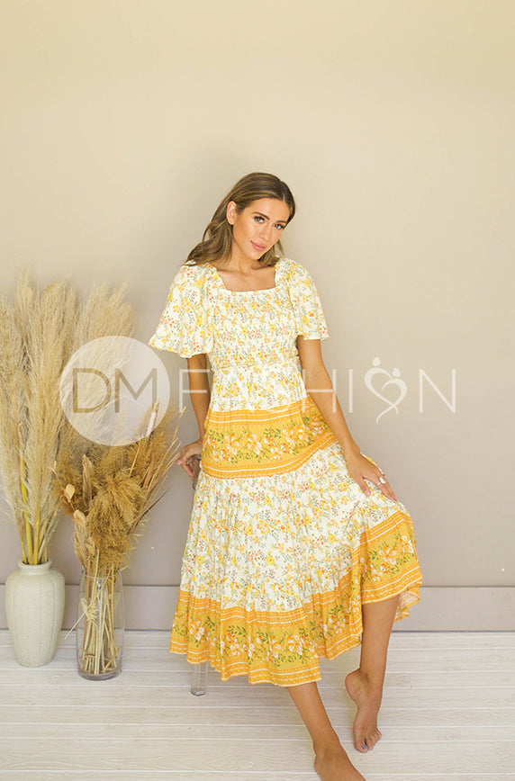 Leilani Buttercup Floral Smocked Dress - DM Exclusive - Restocked - Maternity Friendly