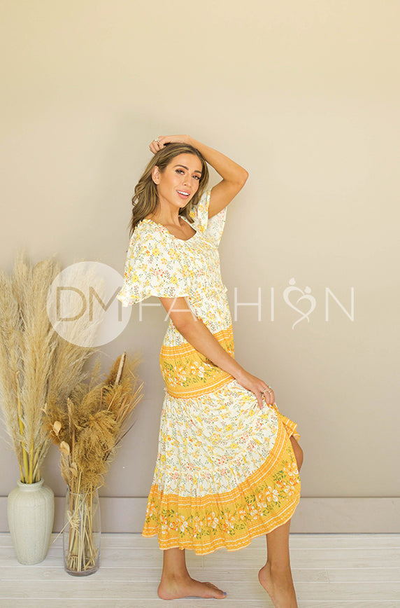 Leilani Buttercup Floral Smocked Dress - DM Exclusive - Restocked - Maternity Friendly