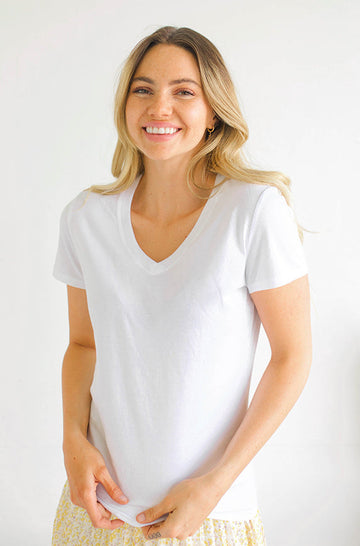 White V Neck Tee - FINAL FEW