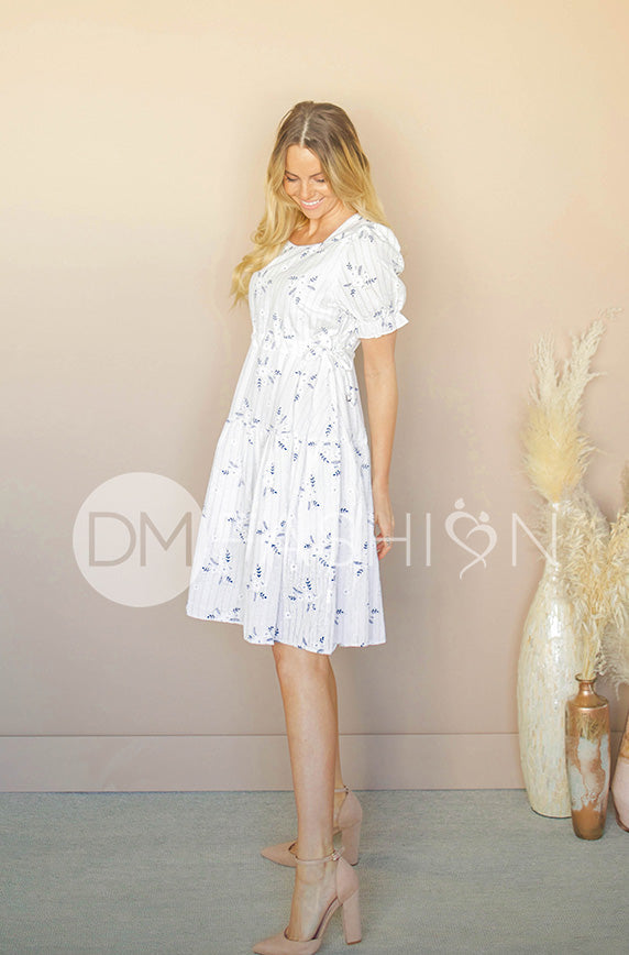 Ellis White Floral Midi Dress - DM Exclusive - Restocked - FINAL SALE