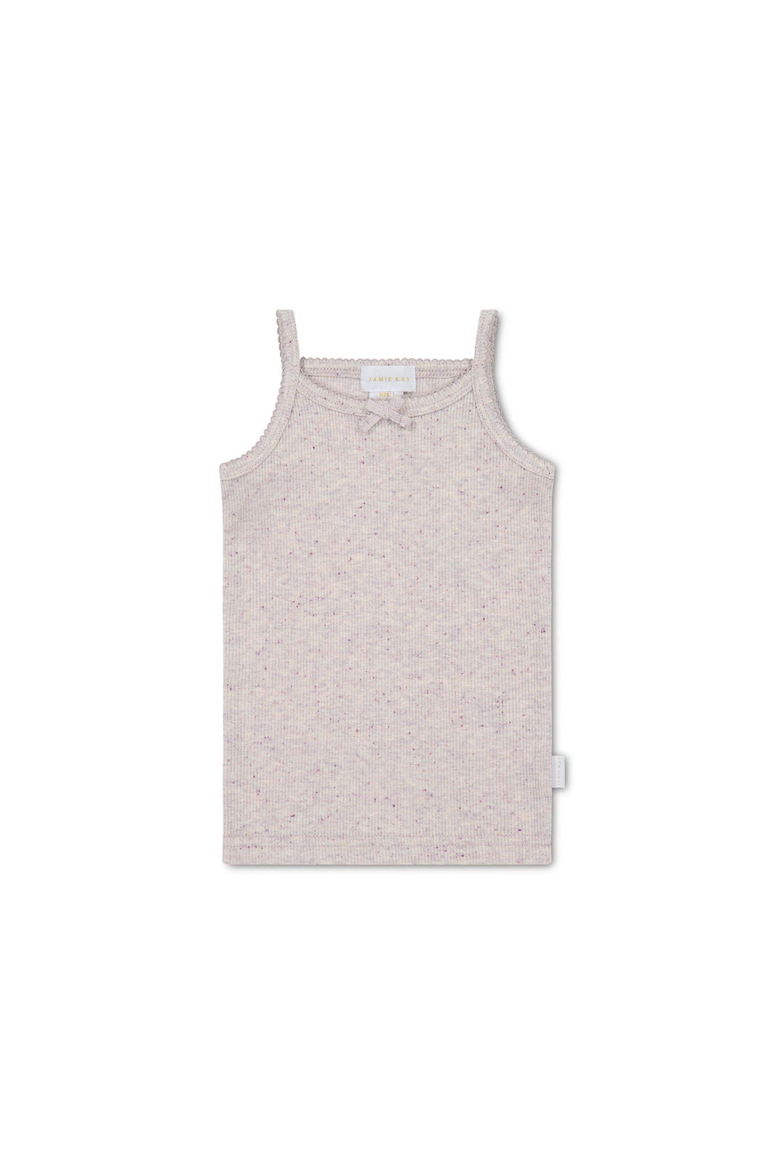 Organic Cotton Fine Rib Singlet - Lavender Fleck