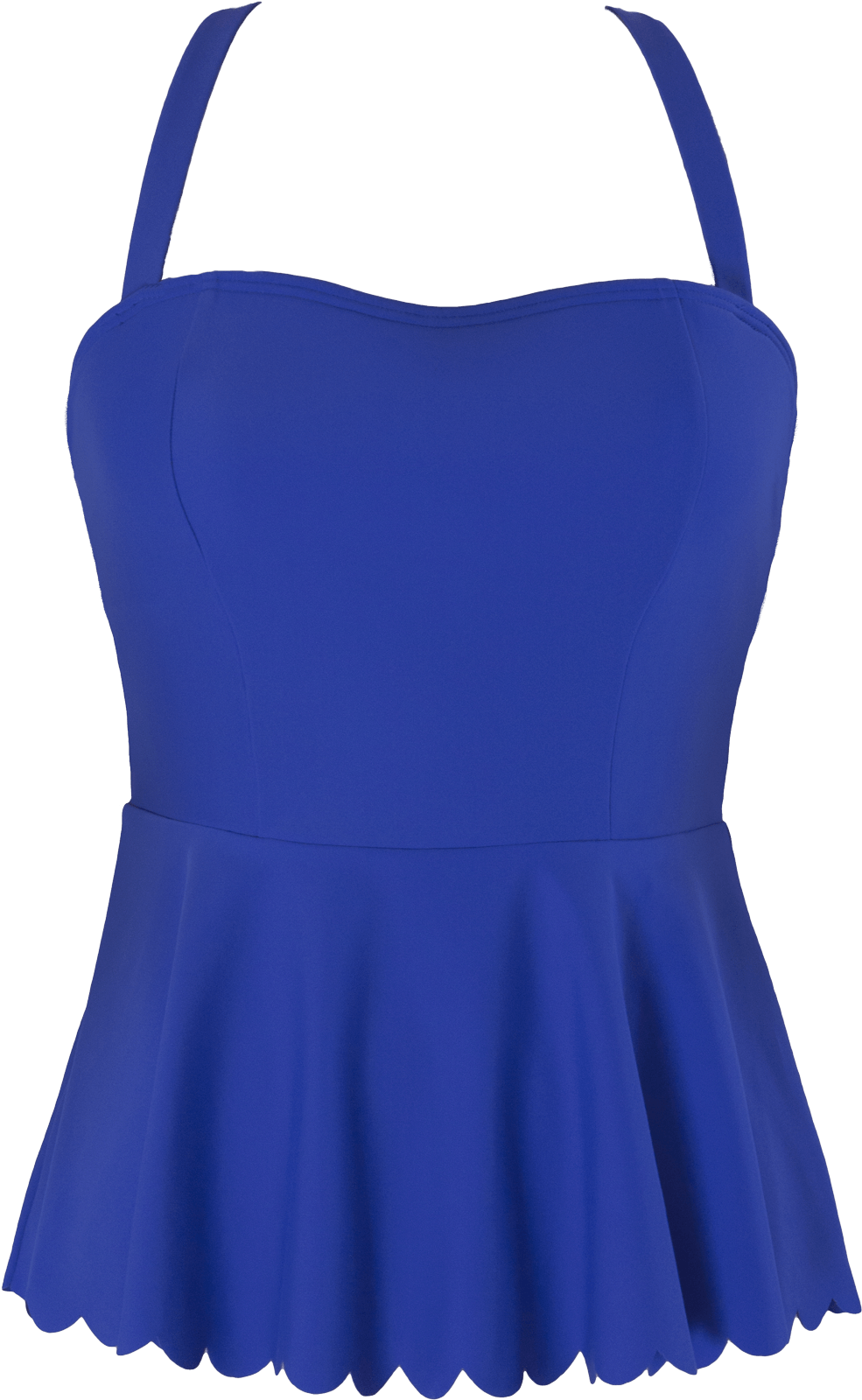 Scalloped Peplum Tankini Top - Royal Blue - FINAL SALE - LOW STOCK