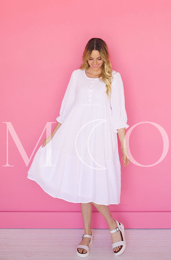 Sandra White Dress - MCO - Maternity Friendly - FINAL SALE