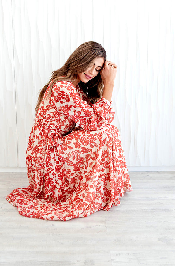 Chanel Autumn Floral Gold Stripe Maxi - DM Exclusive - Nursing Friendly - Maternity Friendly - Restocked