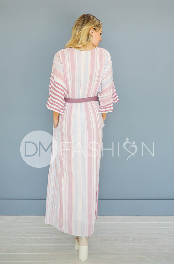 Giselle Mauve Stripe Maxi Dress - DM Exclusive - Nursing Friendly - Maternity Friendly - FINAL SALE