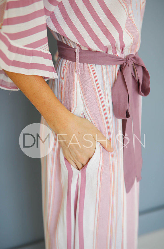 Giselle Mauve Stripe Maxi Dress - DM Exclusive - Nursing Friendly - Maternity Friendly - FINAL SALE