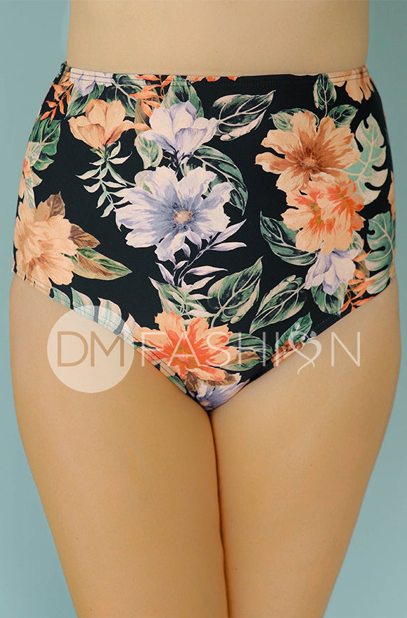 High Waist Bottom - Fleur De Minuit Black
