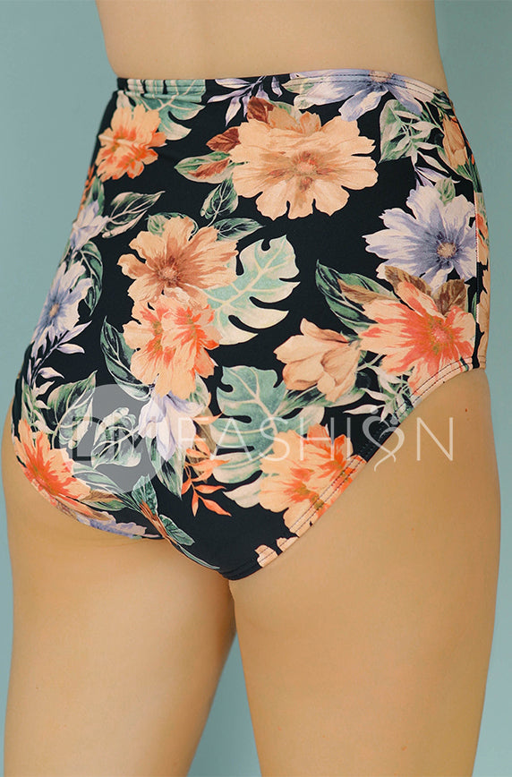 High Waist Bottom - Fleur De Minuit Black