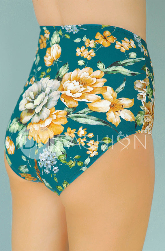 High Waist Bottom - Jardin Du Chateau Teal