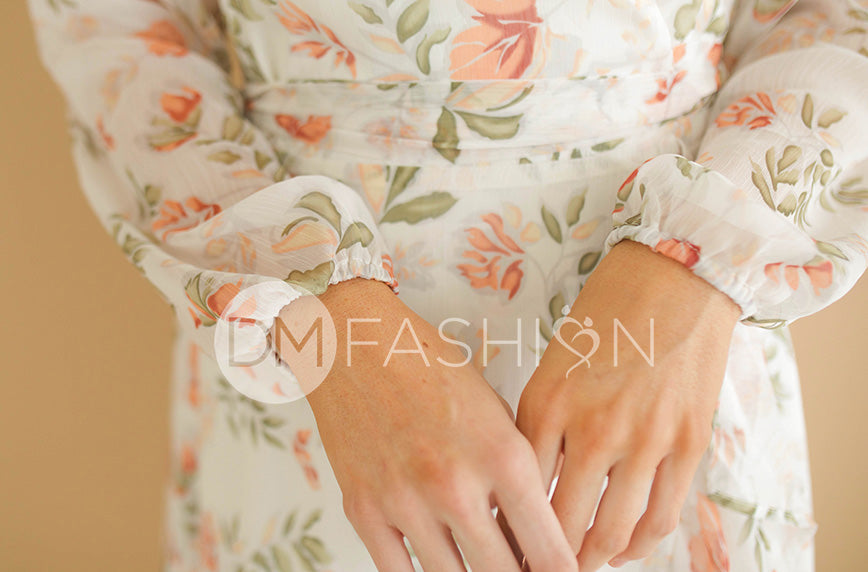 Melanee Cr¨¦am Floral Wrap Dress - DM Exclusive - Maternity Friendly - FINAL SALE