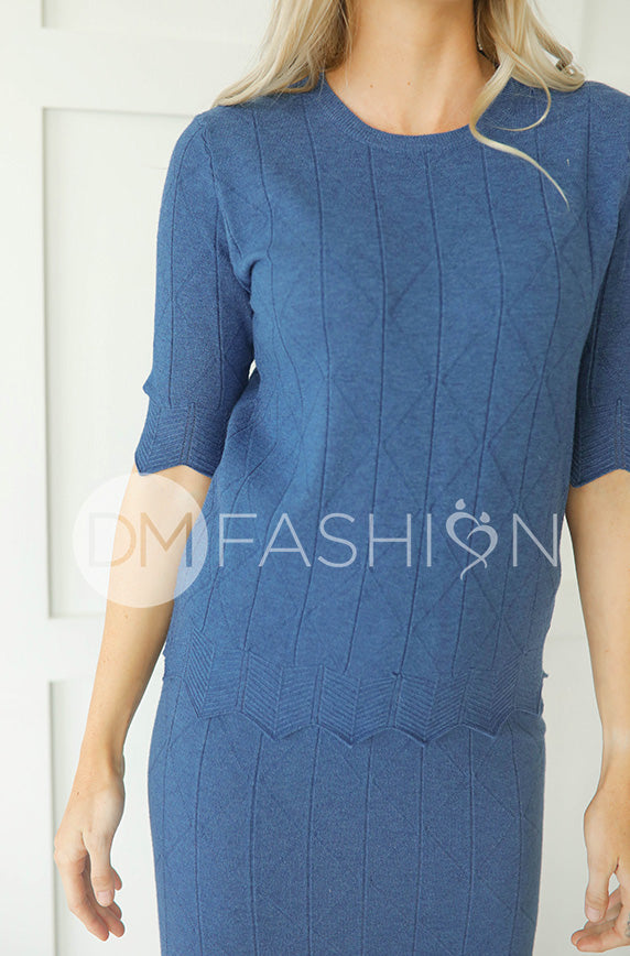 Paris Indigo Blue Sweater Set - FINAL SALE - Maternity Friendly