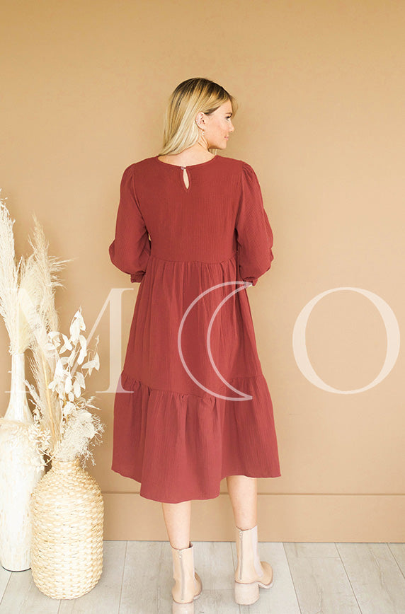 Sandra Burnt Red Dress - MCO - Maternity Friendly - FINAL SALE