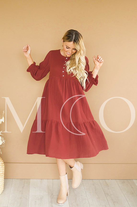Sandra Burnt Red Dress - MCO - Maternity Friendly - FINAL SALE