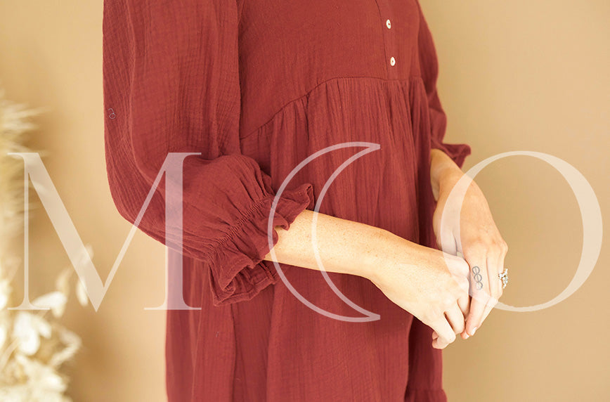 Sandra Burnt Red Dress - MCO - Maternity Friendly - FINAL SALE