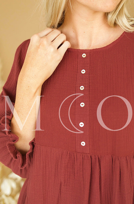 Sandra Burnt Red Dress - MCO - Maternity Friendly - FINAL SALE
