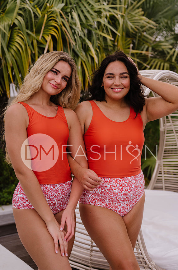 V Back Midkini Top - Chili Pepper