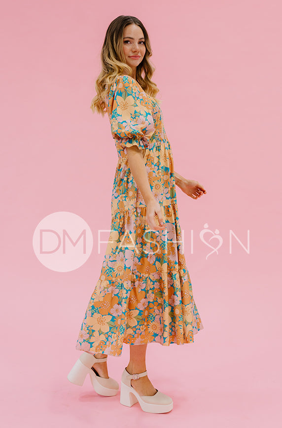 Calliope Retro Floral Dress - DM Exclusive - Maternity Friendly - FINAL SALE