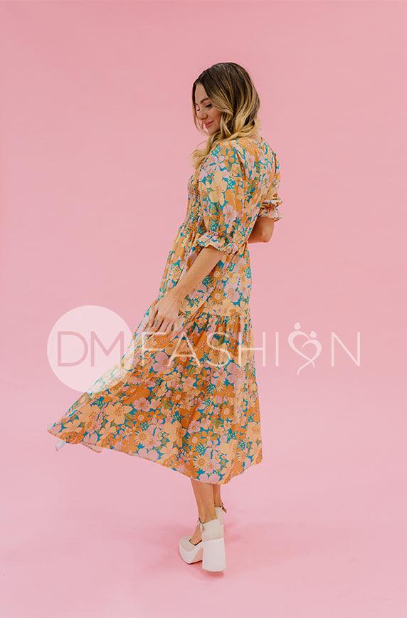 Calliope Retro Floral Dress - DM Exclusive - Maternity Friendly - FINAL SALE
