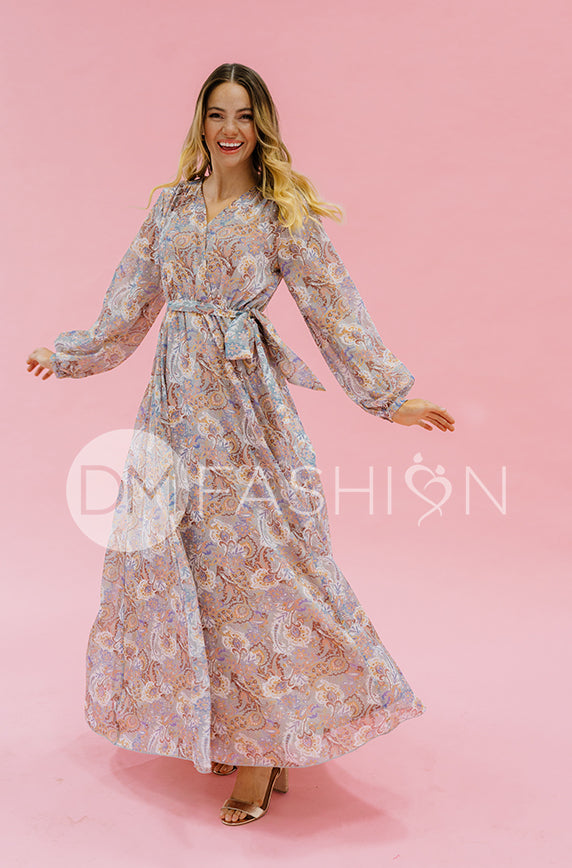 Chanel Gray D¨¦cor Floral Maxi - DM Exclusive - Nursing Friendly - Maternity Friendly - FINAL SALE