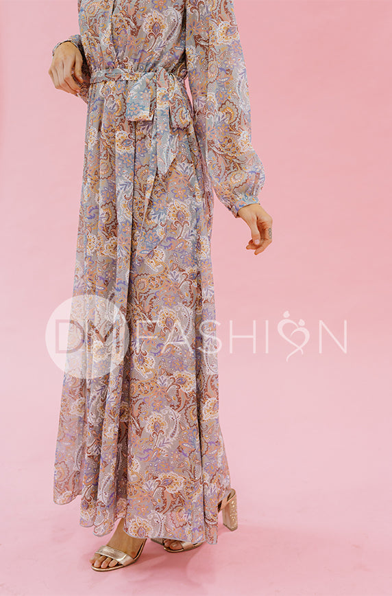 Chanel Gray D¨¦cor Floral Maxi - DM Exclusive - Nursing Friendly - Maternity Friendly - FINAL SALE