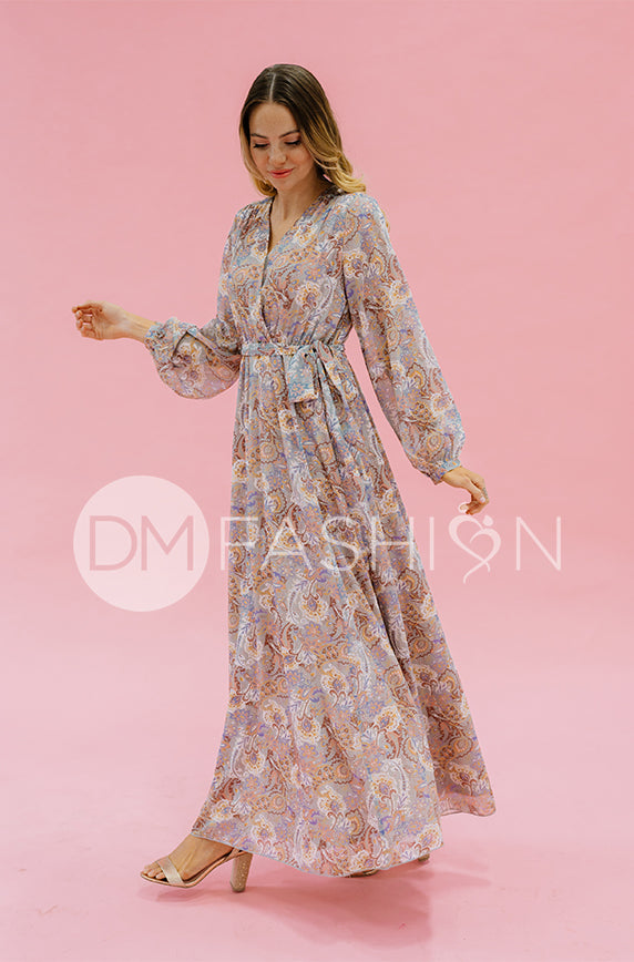 Chanel Gray D¨¦cor Floral Maxi - DM Exclusive - Nursing Friendly - Maternity Friendly - FINAL SALE