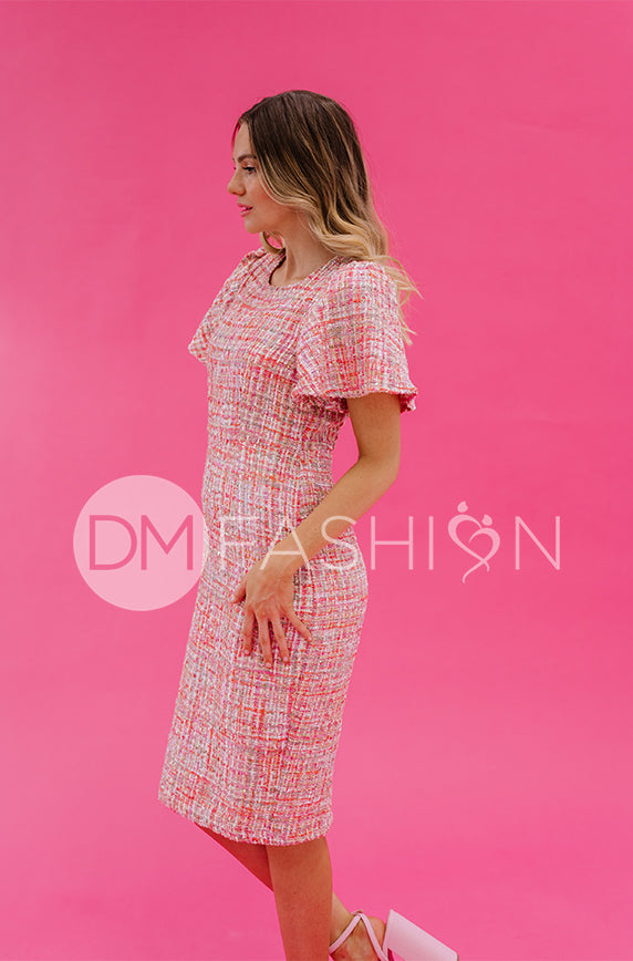 Victoria Pink Tweed Sequin Dress - DM Exclusive - FINAL SALE
