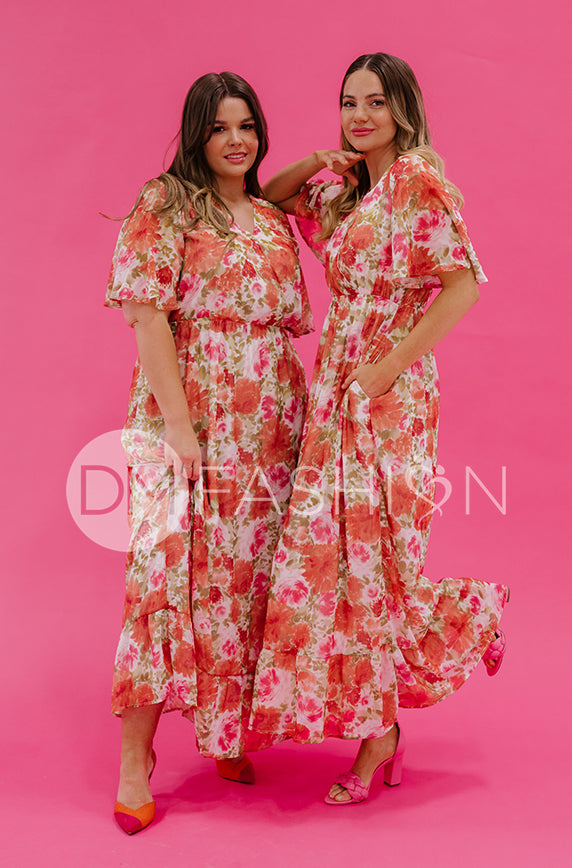 Kami Sunset Floral Dress - DM Exclusive - Maternity Friendly - Nursing Friendly - FINAL SALE
