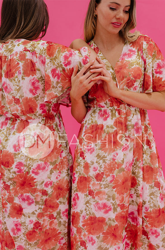 Kami Sunset Floral Dress - DM Exclusive - Maternity Friendly - Nursing Friendly - FINAL SALE