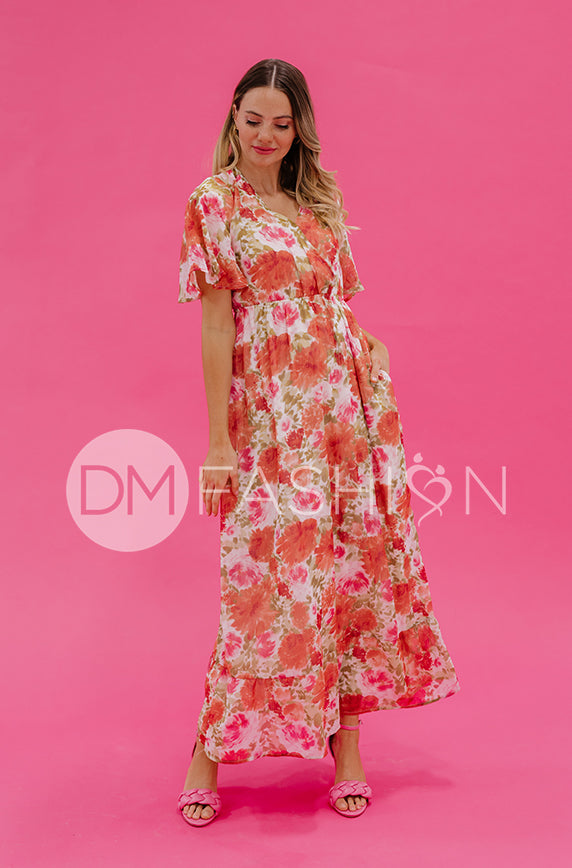 Kami Sunset Floral Dress - DM Exclusive - Maternity Friendly - Nursing Friendly - FINAL SALE