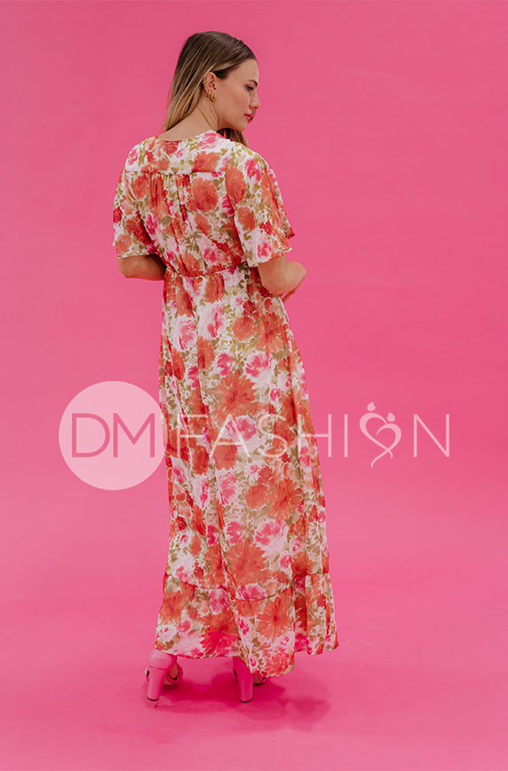 Kami Sunset Floral Dress - DM Exclusive - Maternity Friendly - Nursing Friendly - FINAL SALE