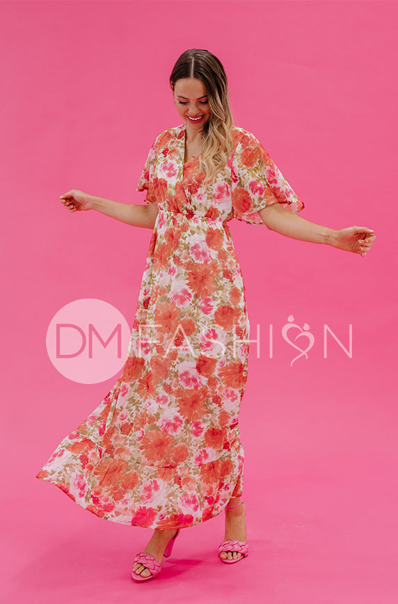 Kami Sunset Floral Dress - DM Exclusive - Maternity Friendly - Nursing Friendly - FINAL SALE