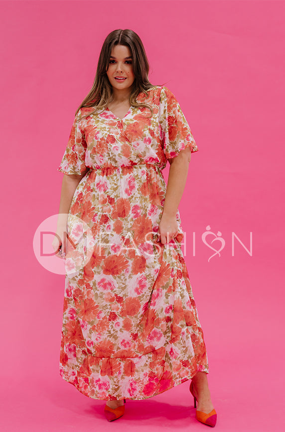 Kami Sunset Floral Dress - DM Exclusive - Maternity Friendly - Nursing Friendly - FINAL SALE