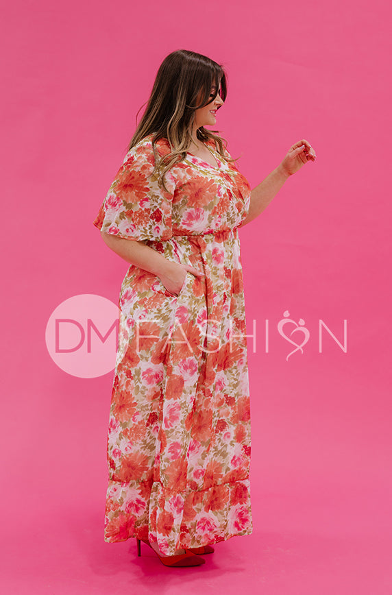 Kami Sunset Floral Dress - DM Exclusive - Maternity Friendly - Nursing Friendly - FINAL SALE