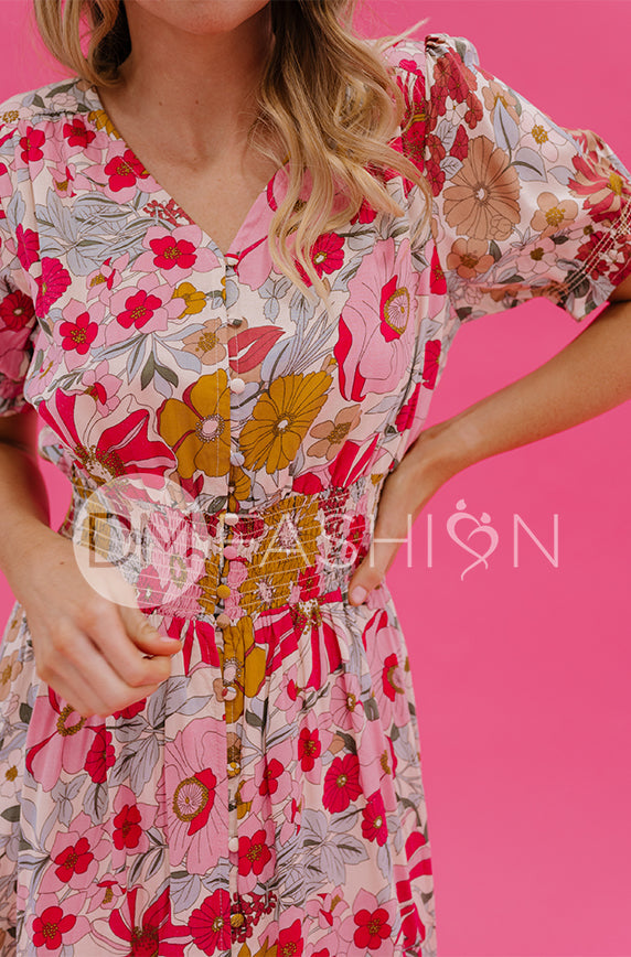 Verona Multi Pink Floral Dress - DM Exclusive - Nursing Friendly - FINAL SALE