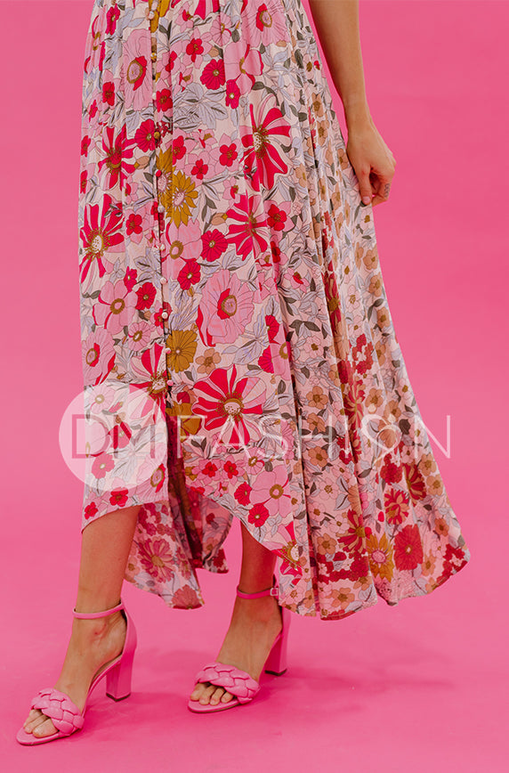 Verona Multi Pink Floral Dress - DM Exclusive - Nursing Friendly - FINAL SALE