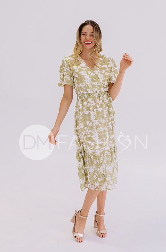 Tara Apple Green Satin Dress ¨C DM Exclusive ¨C Nursing Friendly - Maternity Friendly - FINAL SALE
