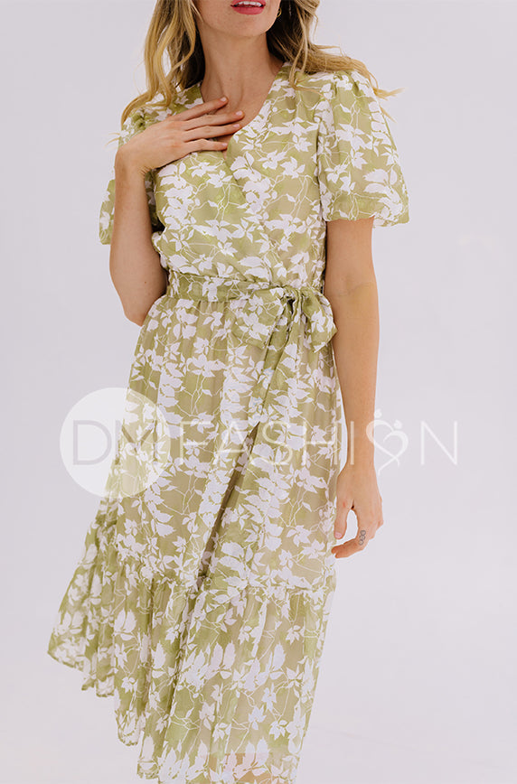 Tara Apple Green Satin Dress ¨C DM Exclusive ¨C Nursing Friendly - Maternity Friendly - FINAL SALE