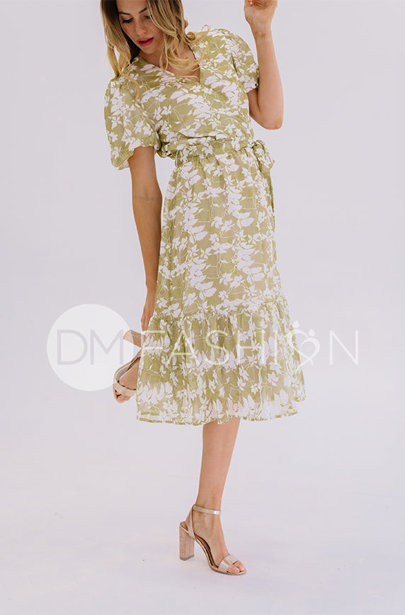 Tara Apple Green Satin Dress ¨C DM Exclusive ¨C Nursing Friendly - Maternity Friendly - FINAL SALE