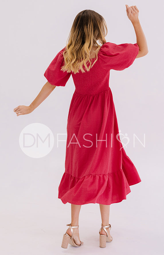 Josie French Rose Square Neck Dress - DM Exclusive - Maternity Friendly - FINAL SALE