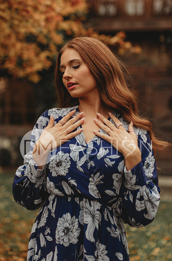 Jasmine Navy Floral Gown - DM Exclusive - Nursing Friendly - Maternity Friendly - FINAL SALE