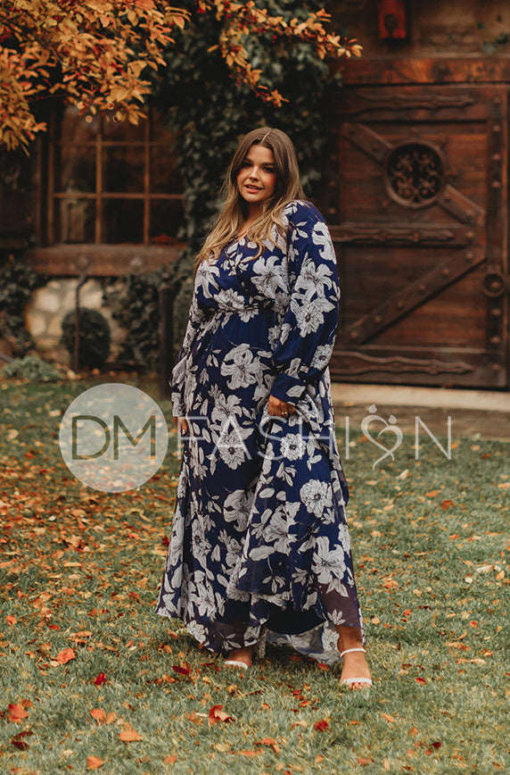 Jasmine Navy Floral Gown - DM Exclusive - Nursing Friendly - Maternity Friendly - FINAL SALE