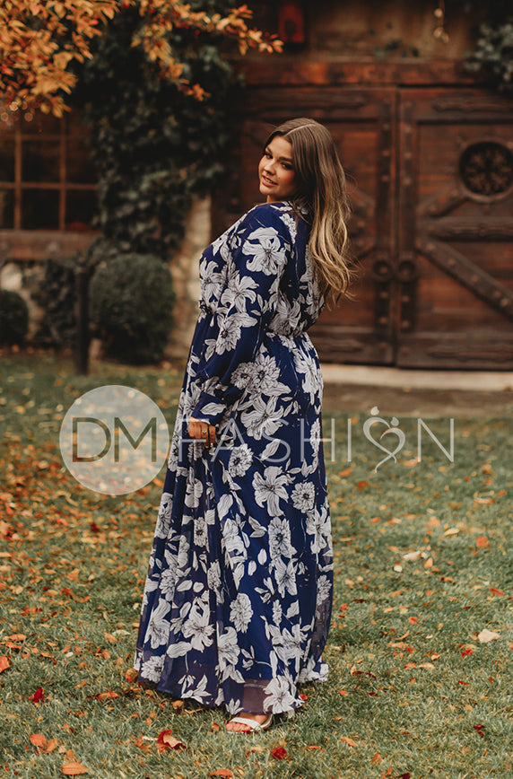 Jasmine Navy Floral Gown - DM Exclusive - Nursing Friendly - Maternity Friendly - FINAL SALE