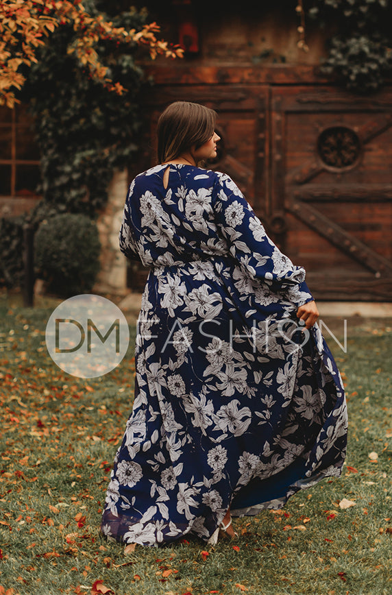 Jasmine Navy Floral Gown - DM Exclusive - Nursing Friendly - Maternity Friendly - FINAL SALE