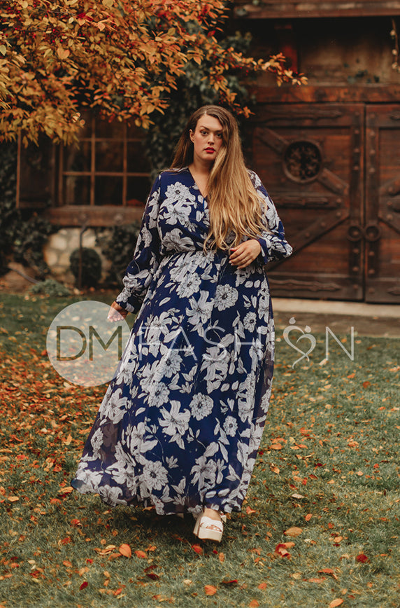 Jasmine Navy Floral Gown - DM Exclusive - Nursing Friendly - Maternity Friendly - FINAL SALE