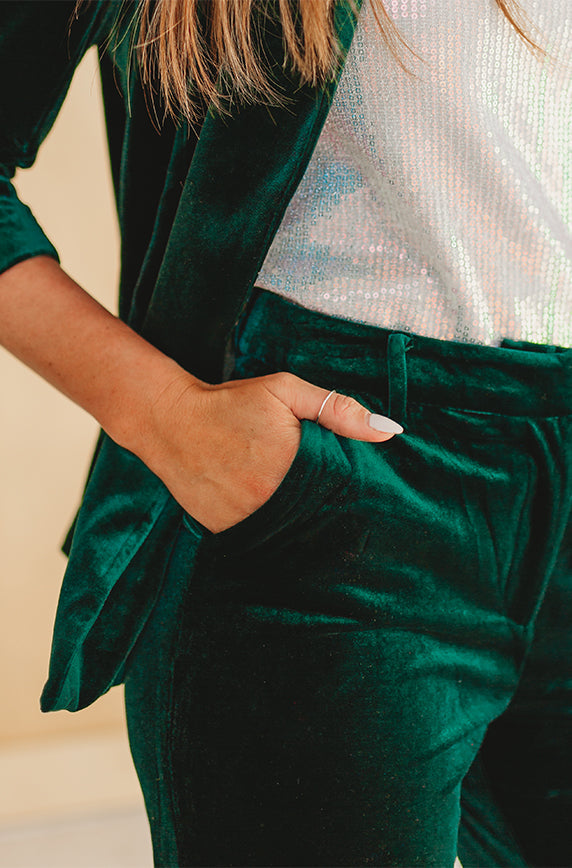 Millie Emerald Velvet Blazer Set - FINAL SALE