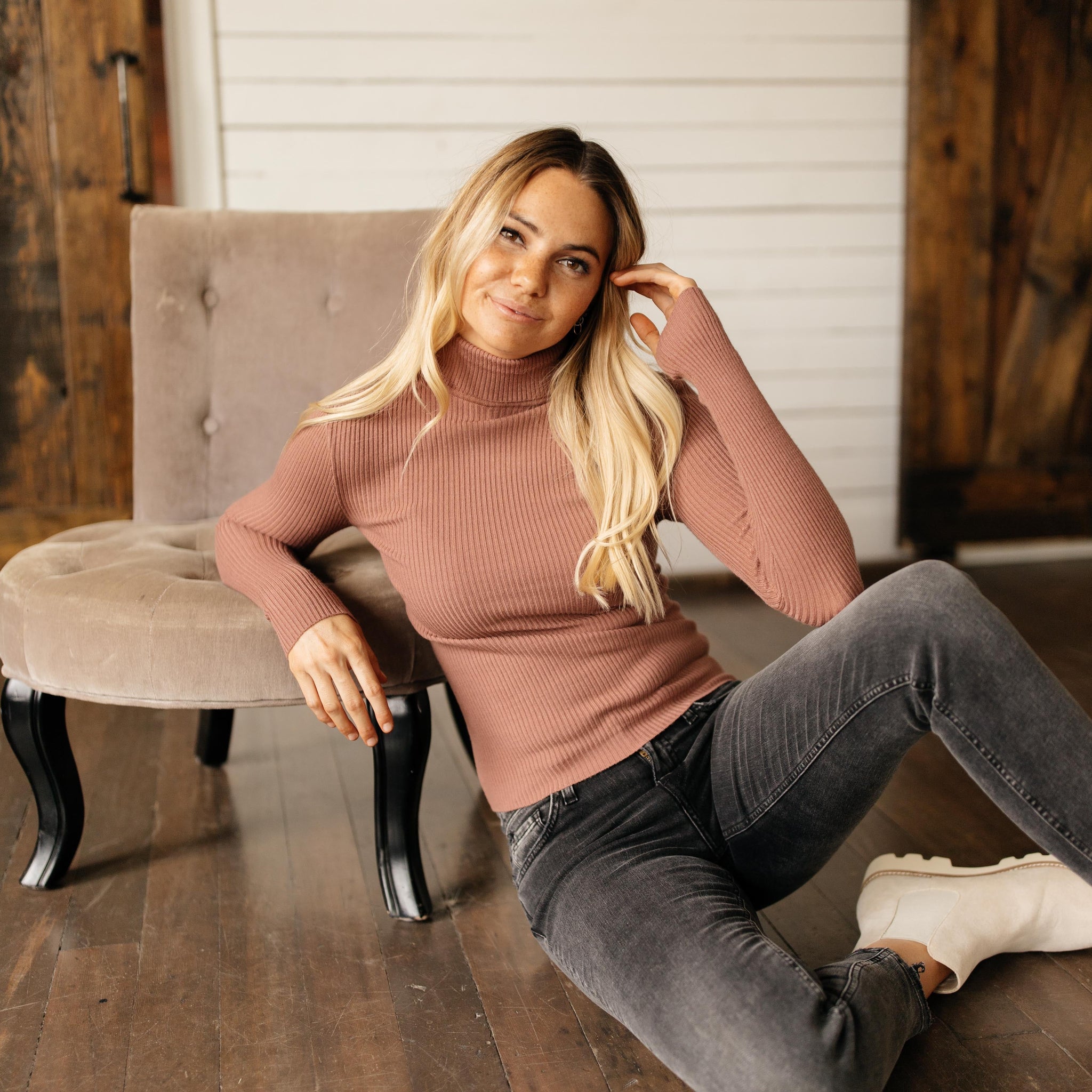 Sweet Talk Mauve Turtleneck - FINAL SALE