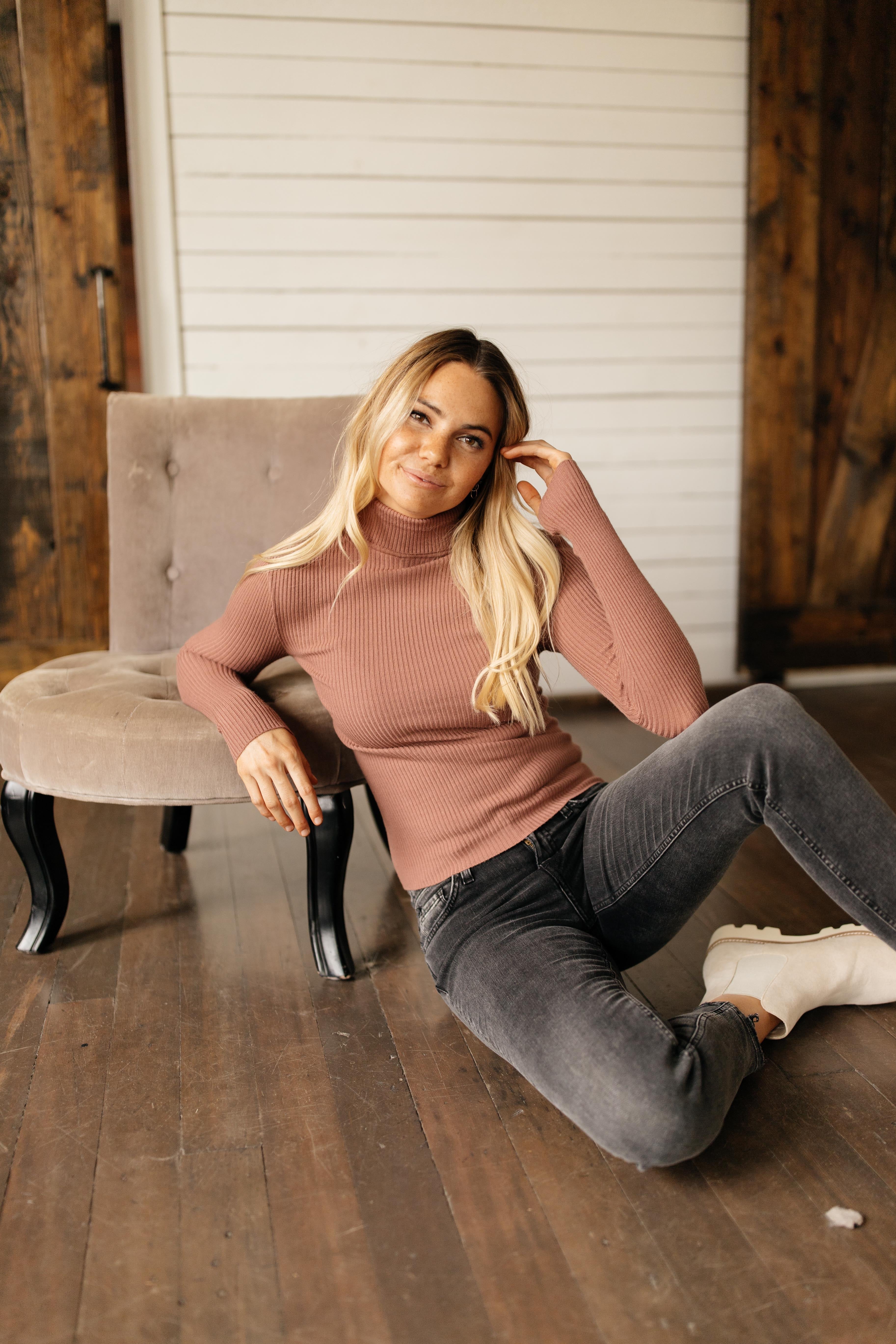 Sweet Talk Mauve Turtleneck - FINAL SALE